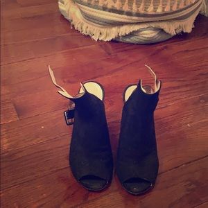 Black Peep Toe Mules